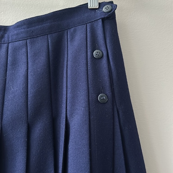 Navy Pleated Midi Full/A-Line Skirt - Picture 6 of 12